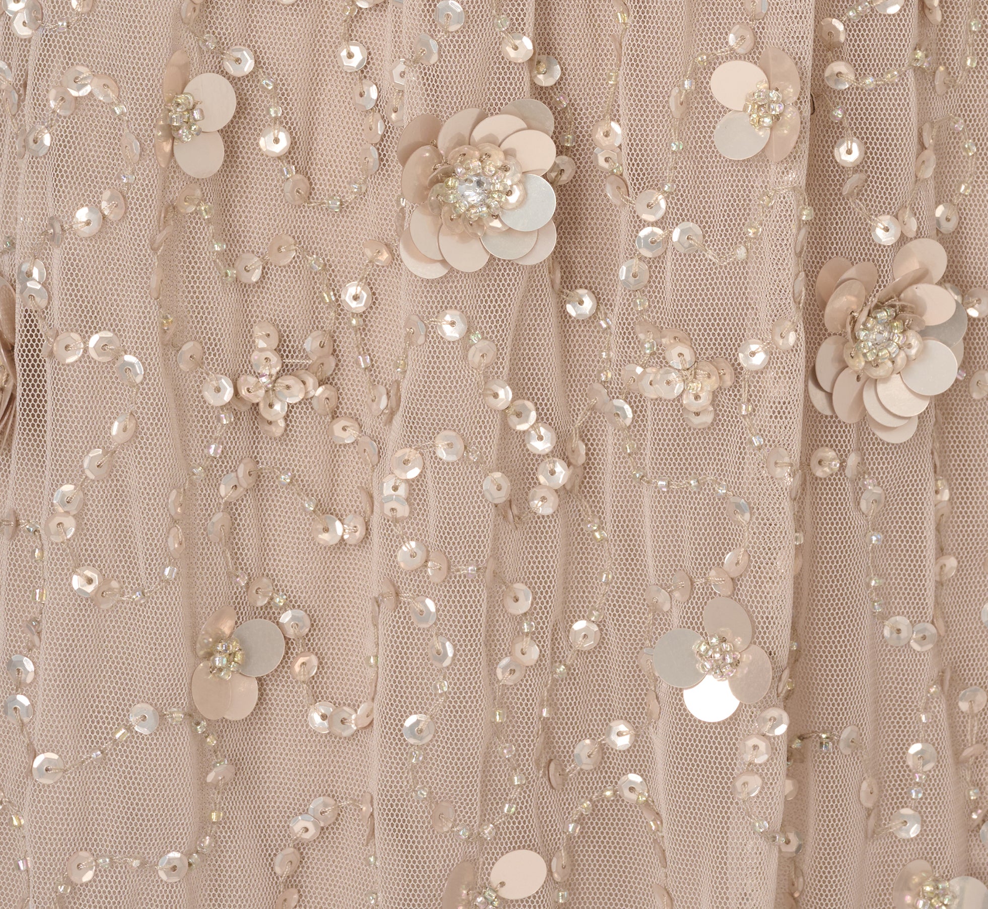 Cap Sleeve Beaded Sequin Floral Gown In Marble - Image 6