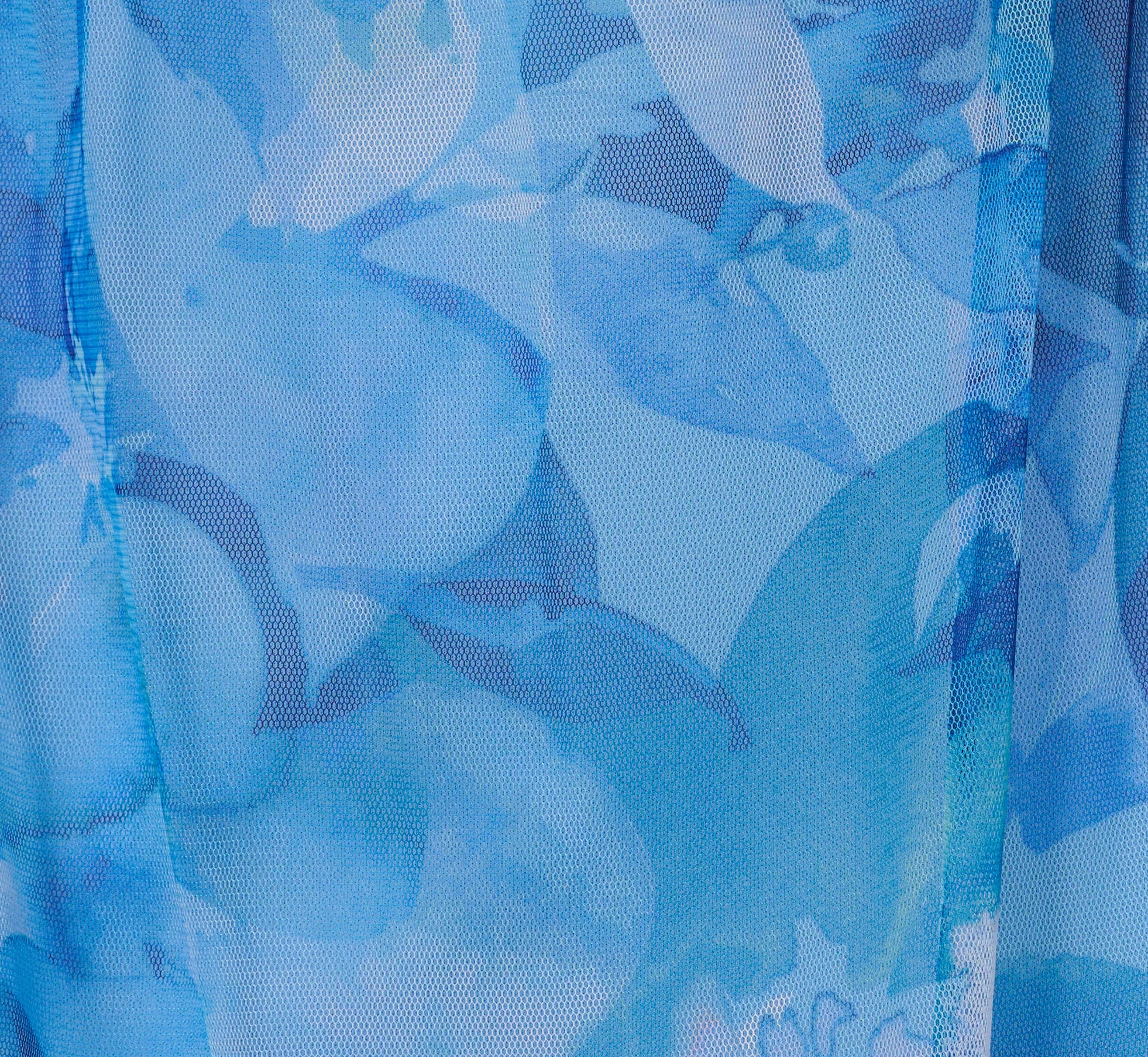 Cap Sleeve Twist Front Floral Tulle Gown In Blue Multi - Image 7