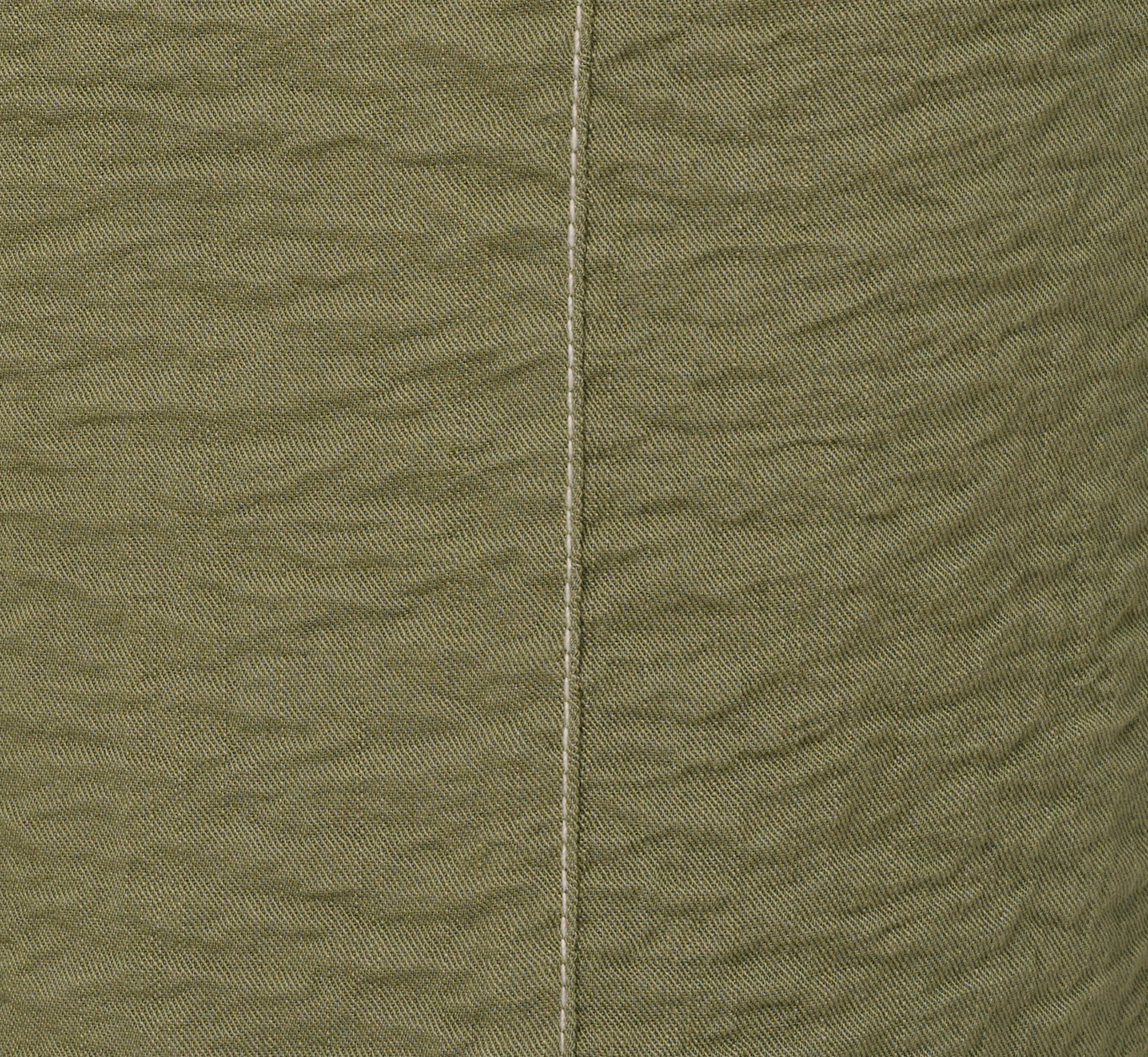 Contrast Stitching Crinkle Midi Pant In Oil Green Ivory - Image 6