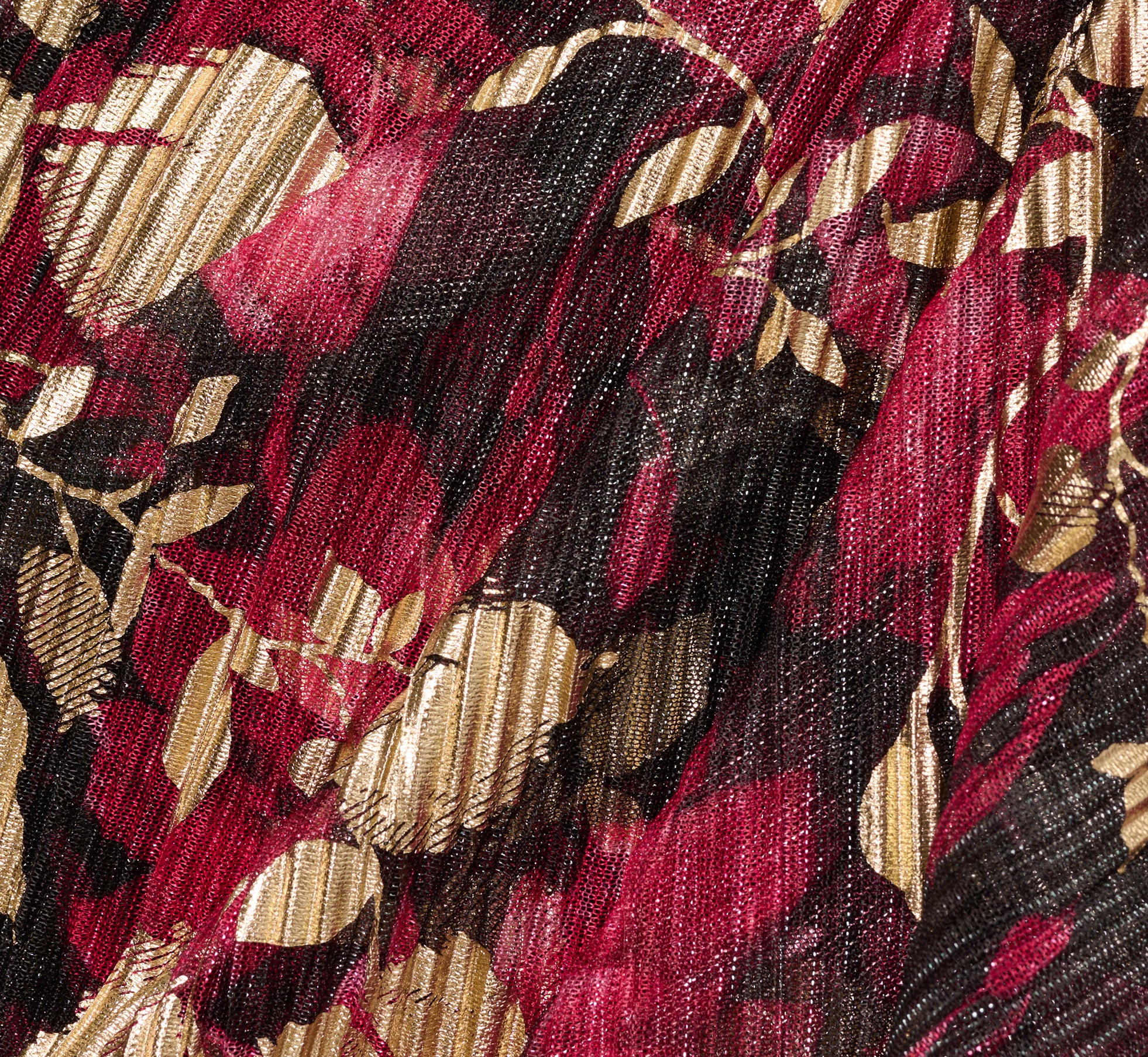 Crinkle Foil Wrap Dress In Fuchsia Gold - Image 7