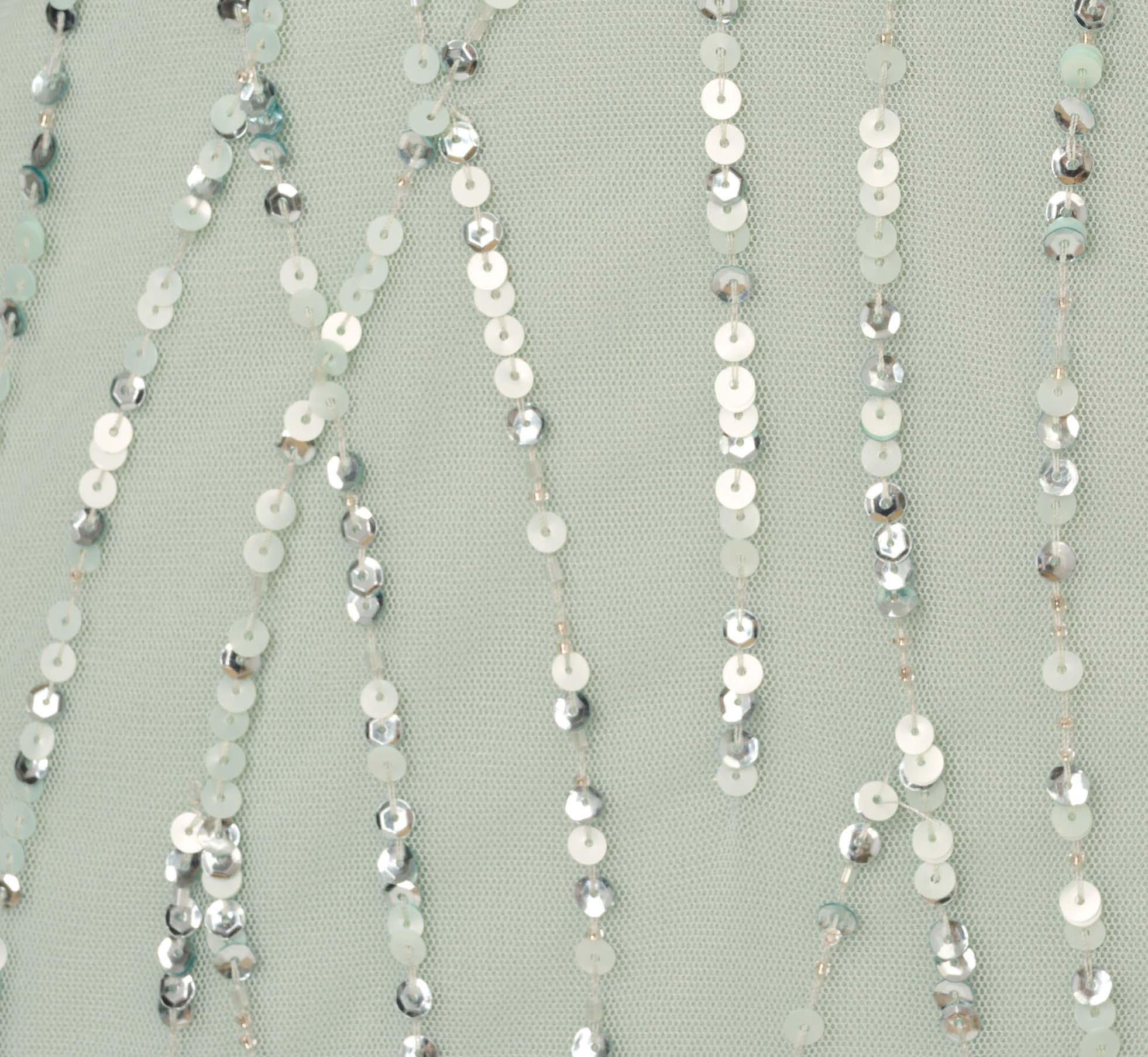 Draped One Shoulder Dress With Sequin Detail In Icy Sage - Image 6