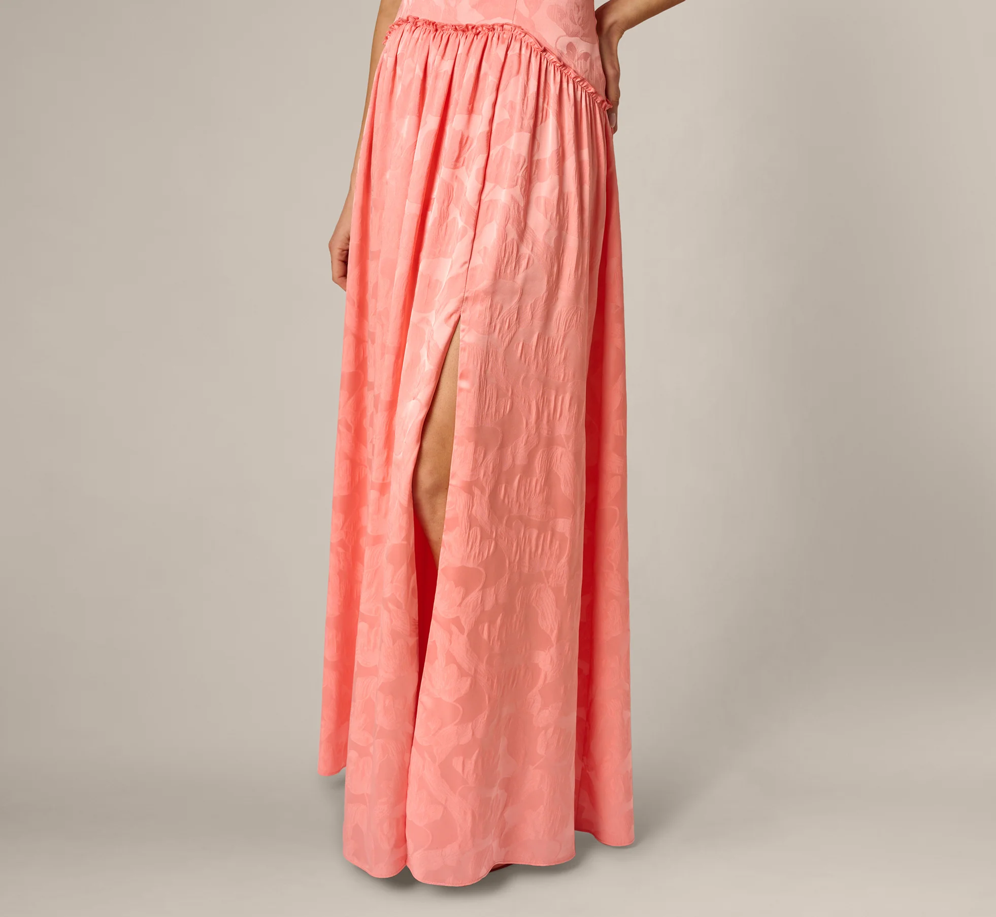 Drop Waist Butterfly Jacquard Gown In Coastal Sun - Image 4