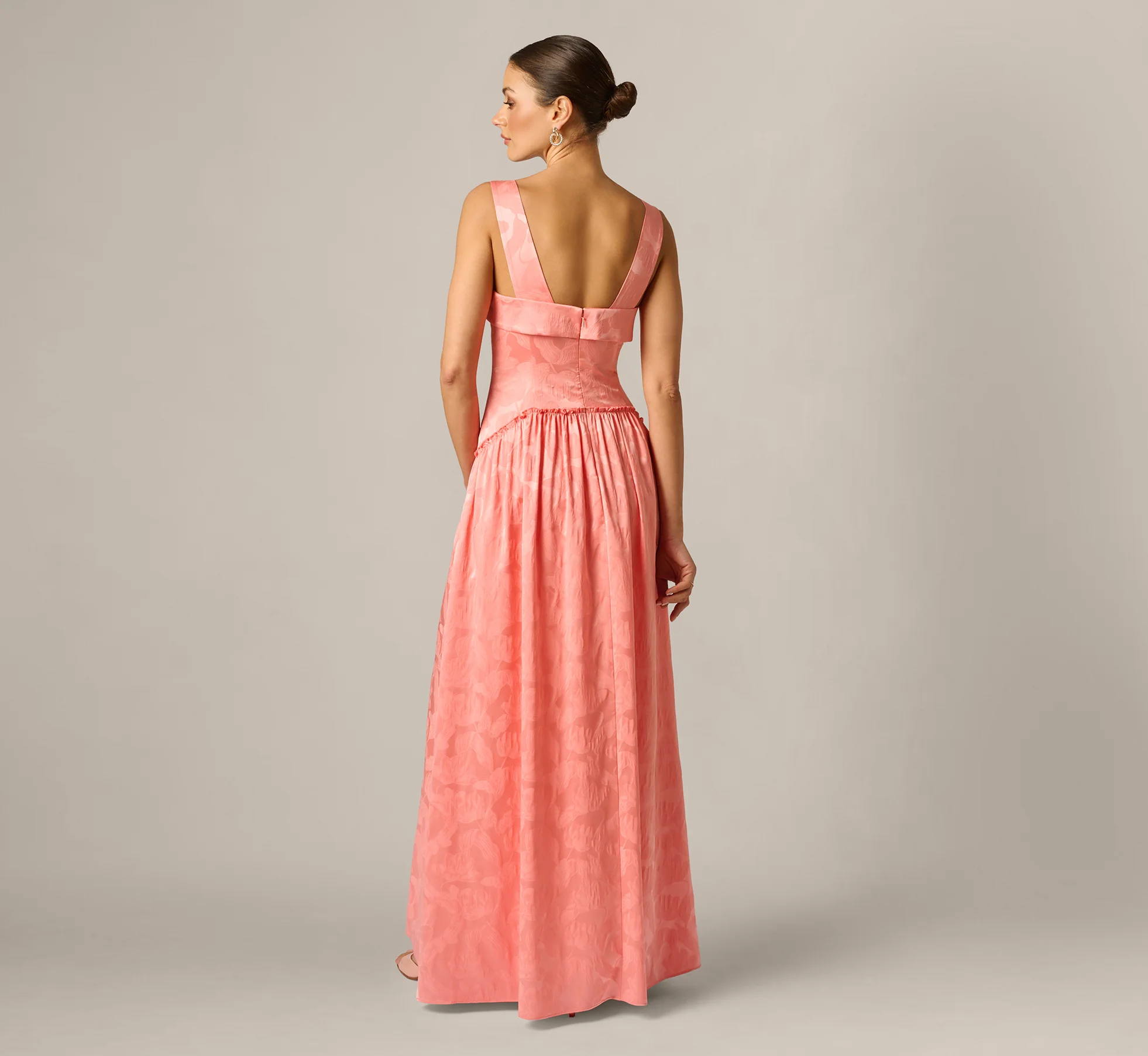 Drop Waist Butterfly Jacquard Gown In Coastal Sun - Image 5