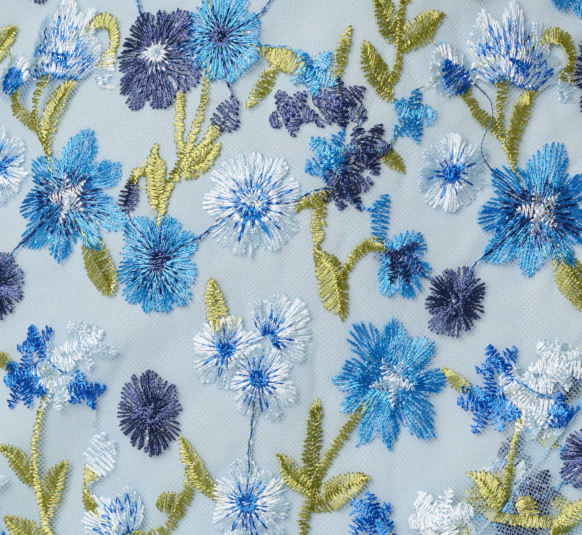 Floral Embroidered Flounce Halter Dress In Blue Multi - Image 6