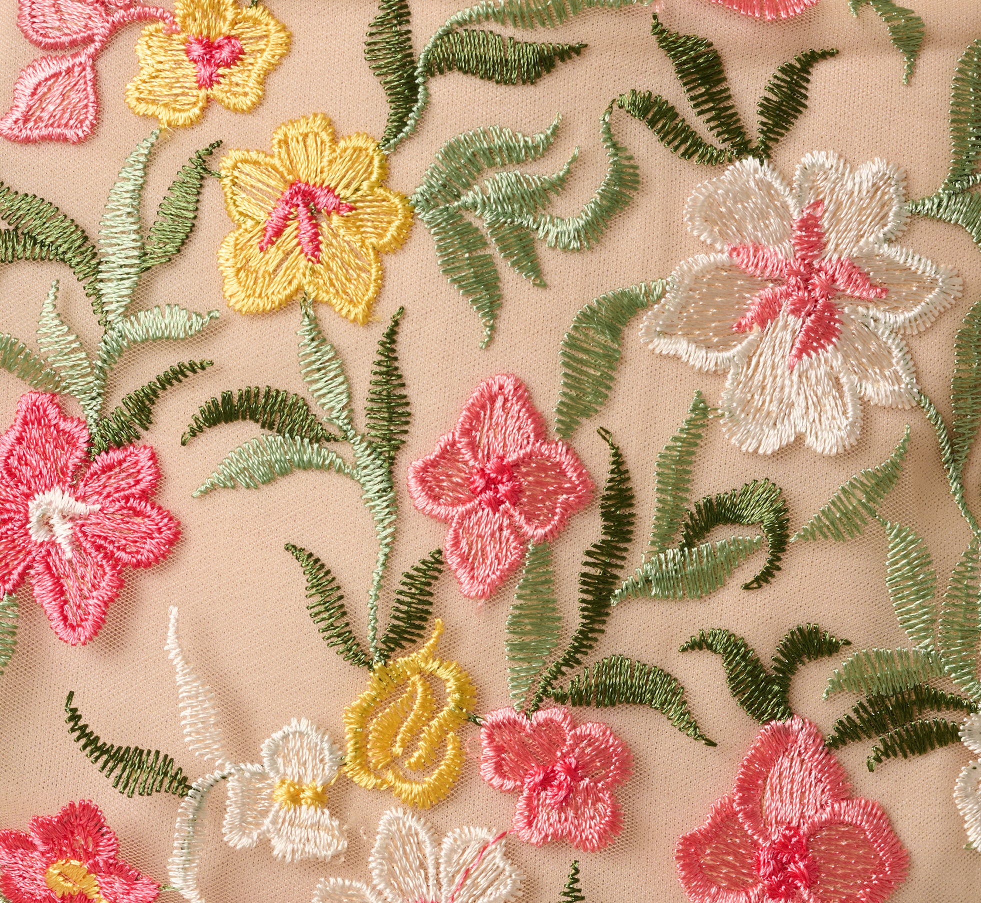 Floral Embroidered Illusion Sheath Dress In Coral Multi - Image 6