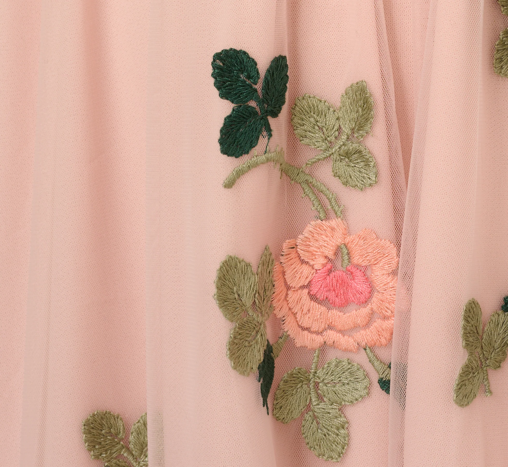 Floral Embroidered Maxi Dress With Sheer Flutter Sleeves In Blush Multi - Image 6