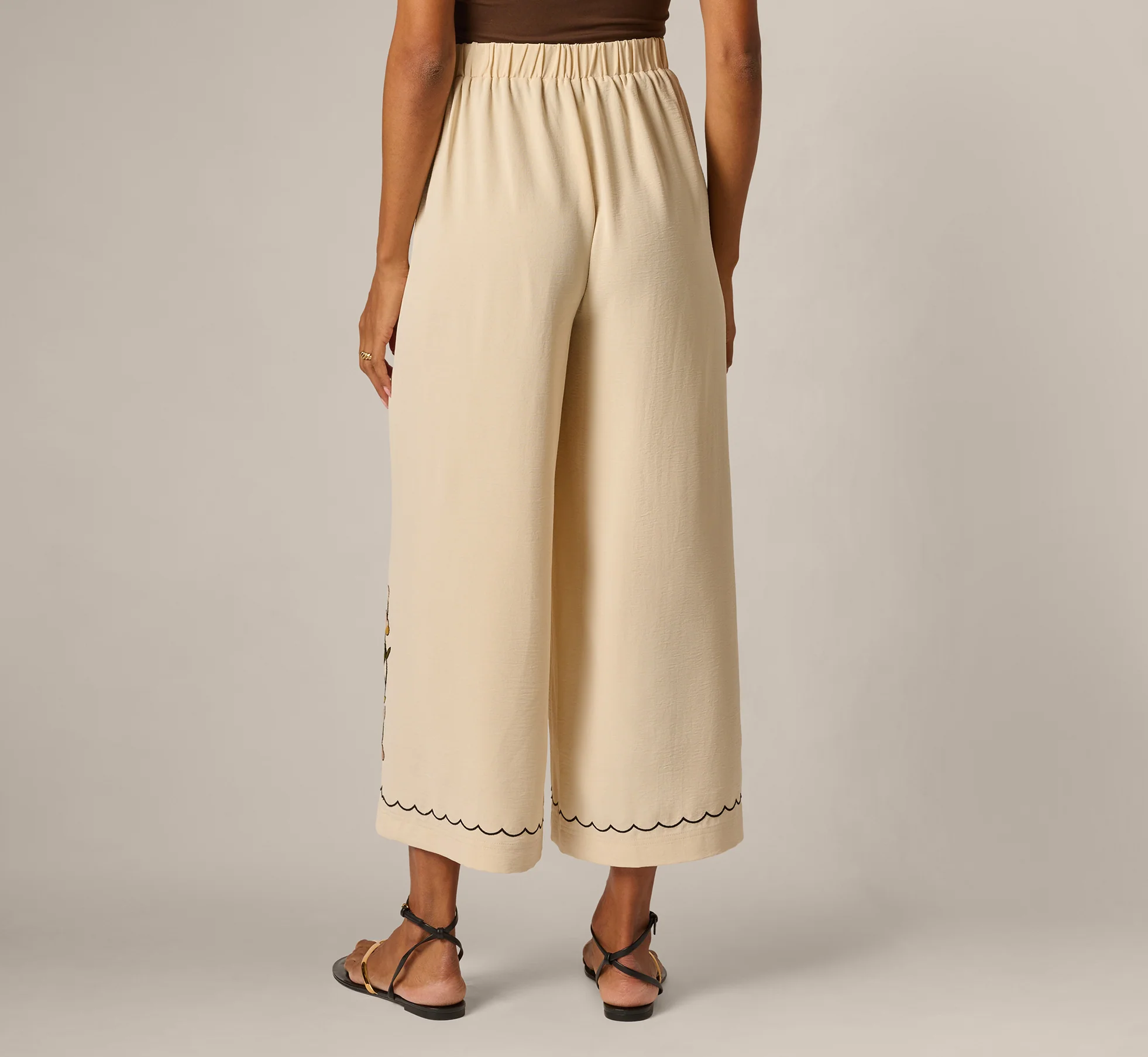 Floral Embroidery Wide Leg Pant In Pale Oak - Image 6