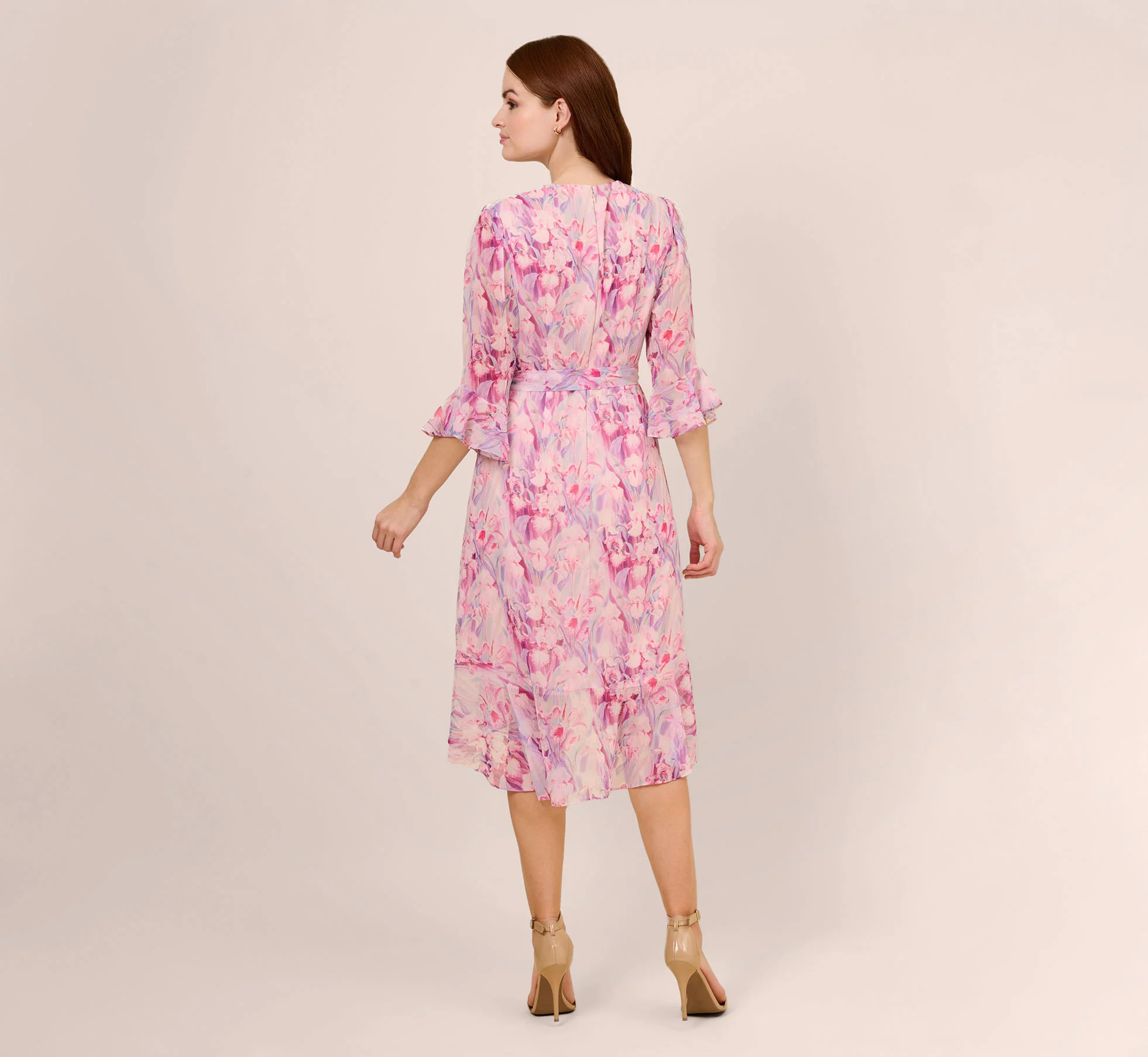 Floral-Printed Chiffon Short Dress In Pink Multi - Image 4