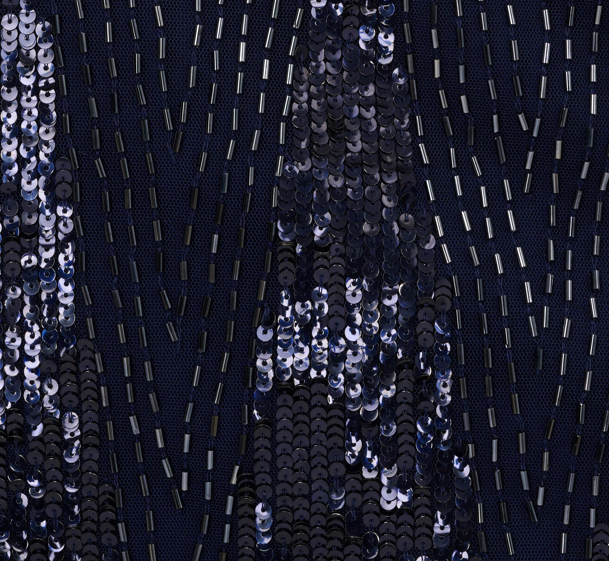 Fully Beaded Plunge Long Dress In Navy Gunmetal - Image 6