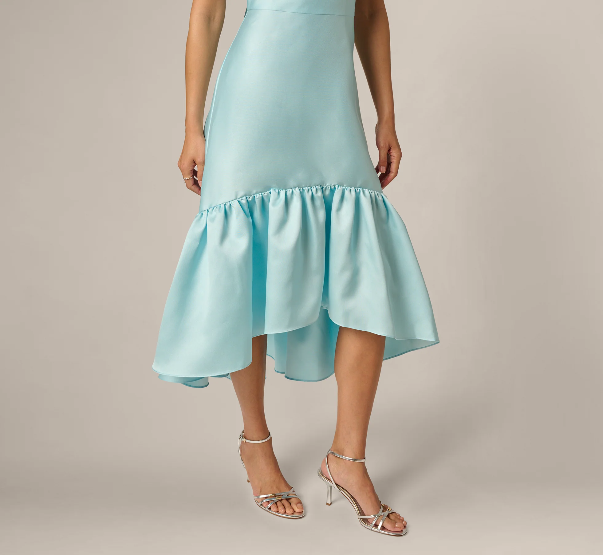 High Low Ruffle Midi Dress In Clear Sky - Image 4