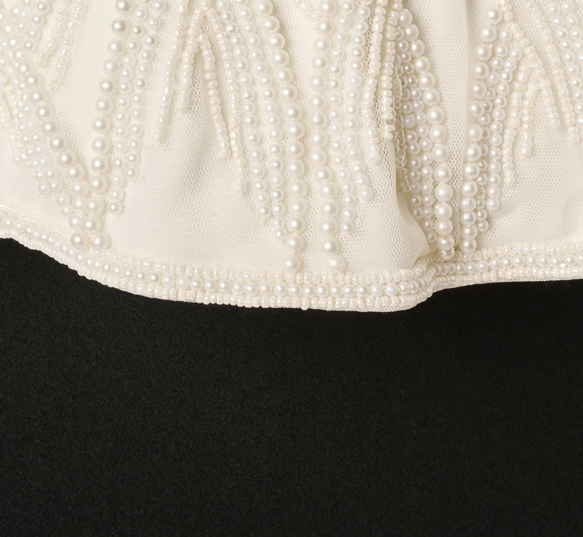 Pearly Beaded Peplum Combo Gown In Black Ivory - Image 6