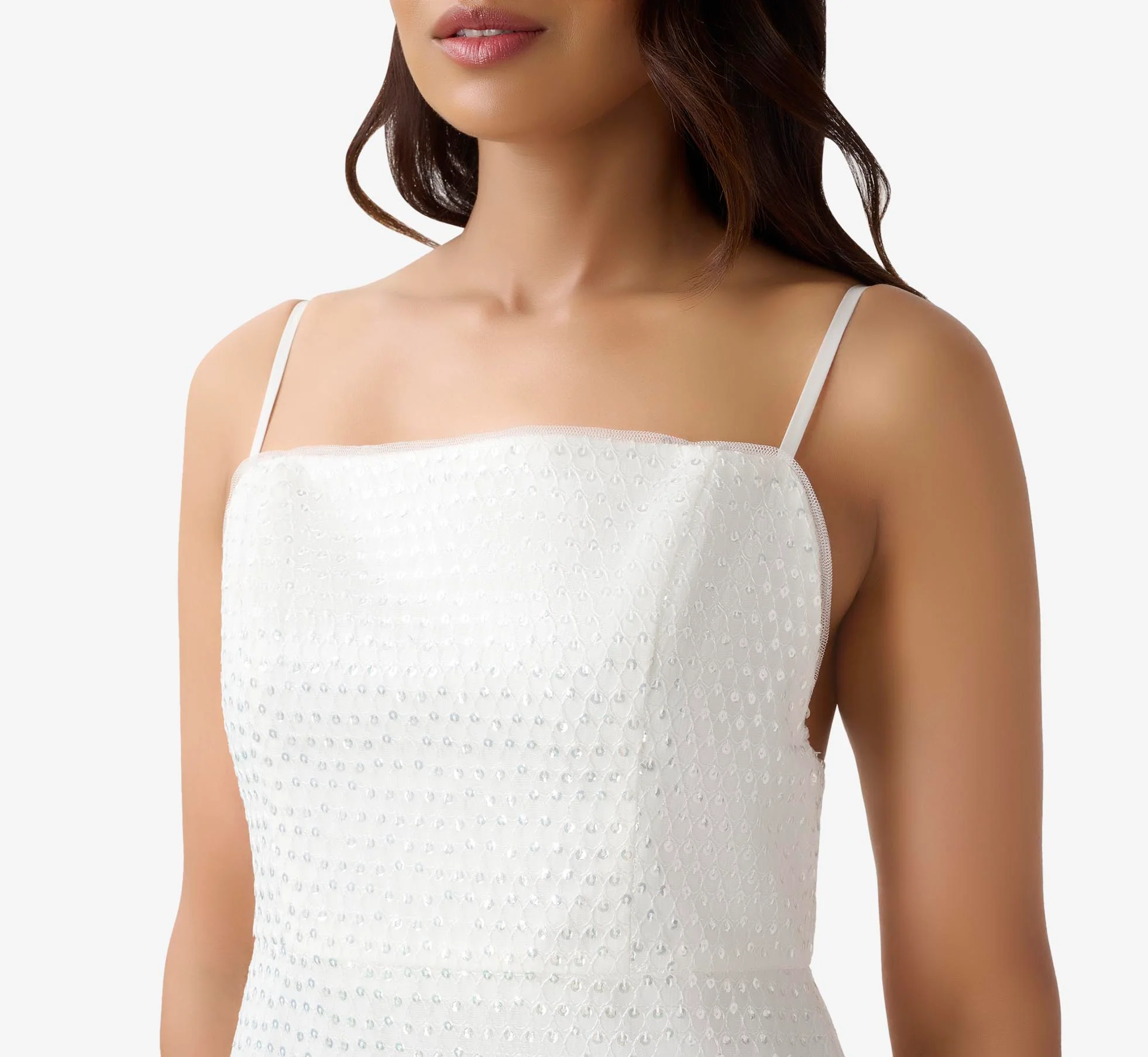Sequined Sheath Short Cocktail Dress In Ivory - Image 3