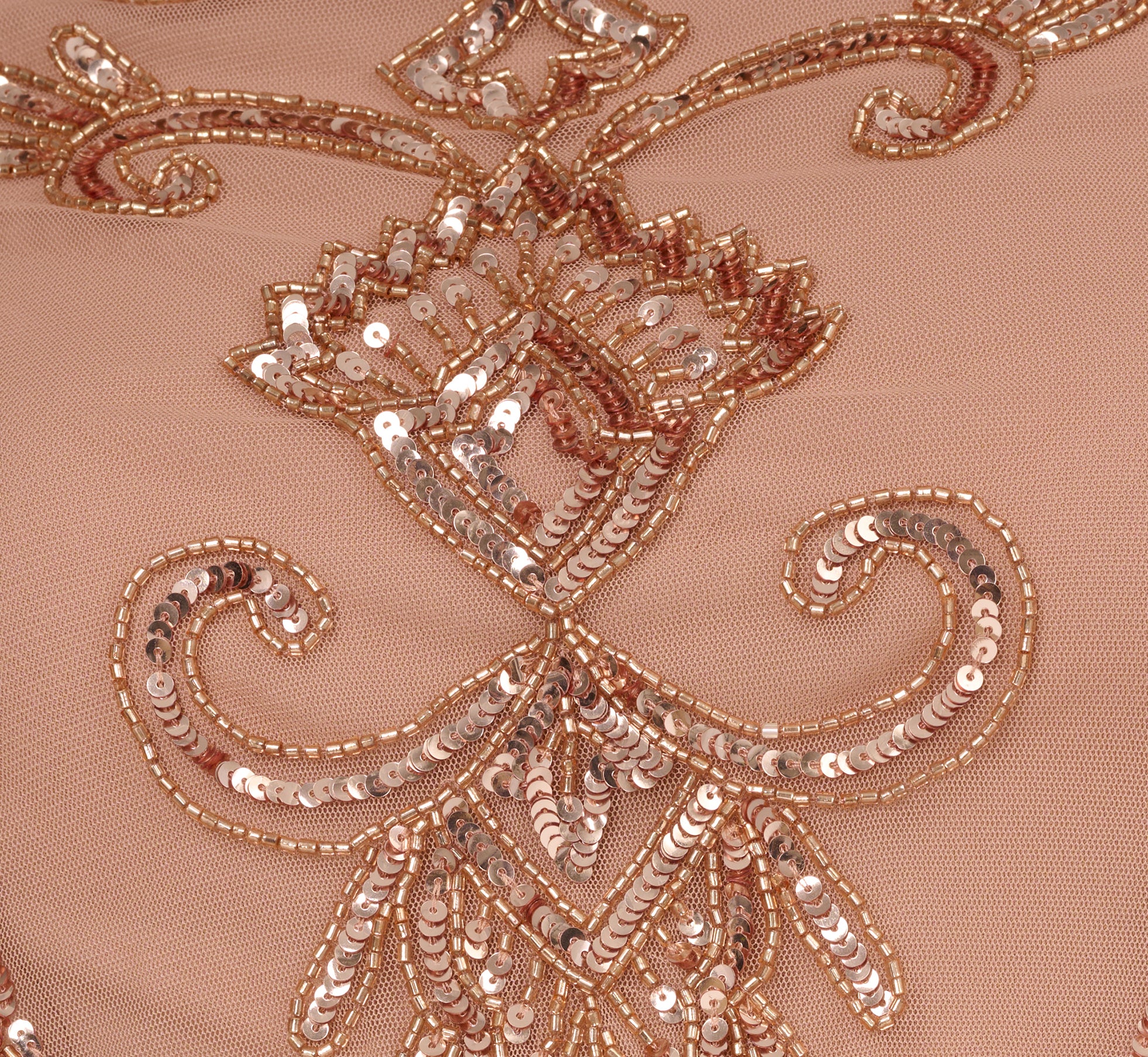 Short Sleeve Beaded Blouson Gown In Rose Gold - Image 6