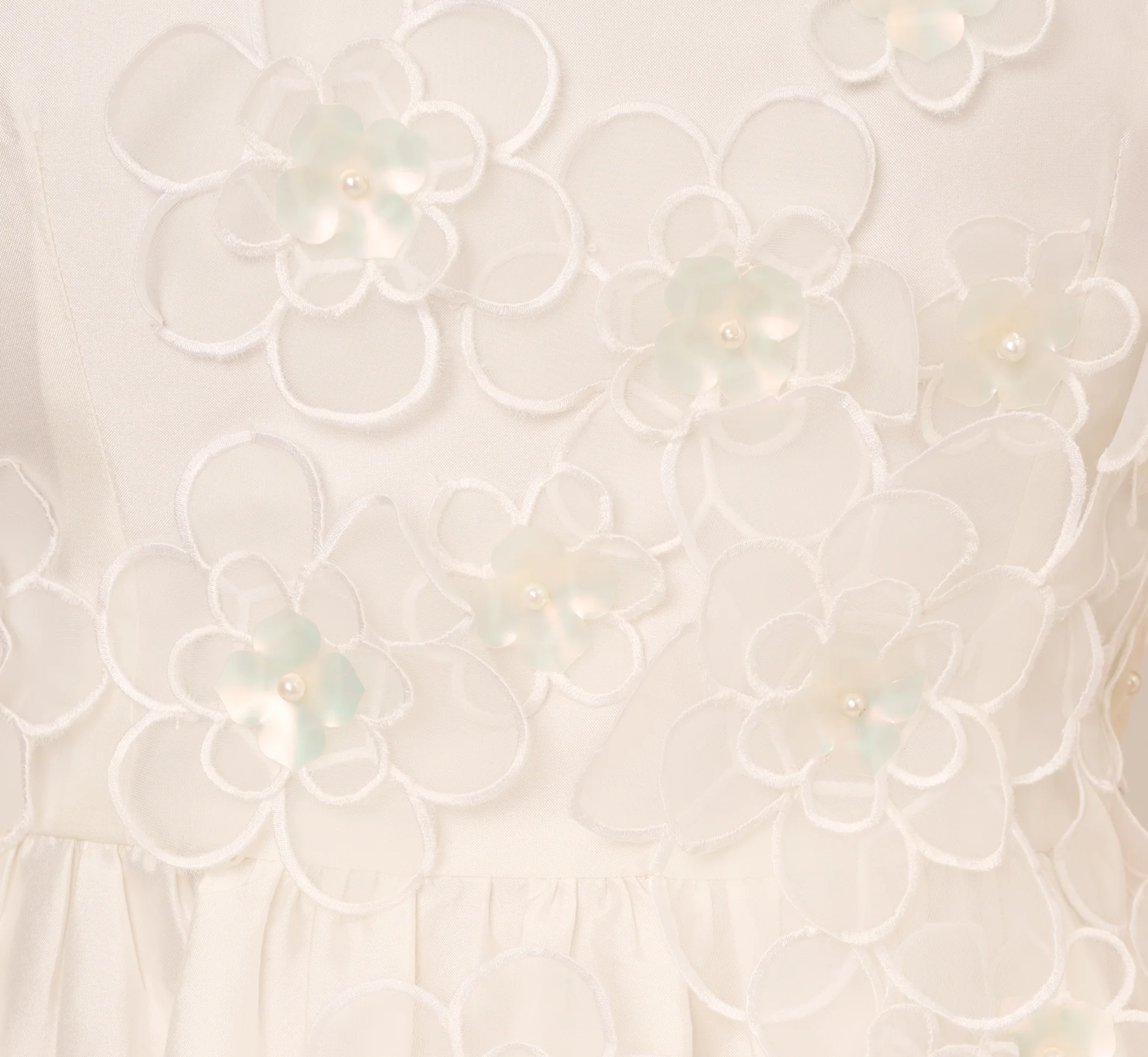 Sleeveless 3D Floral Taffeta Bubble Dress In Ivory - Image 7