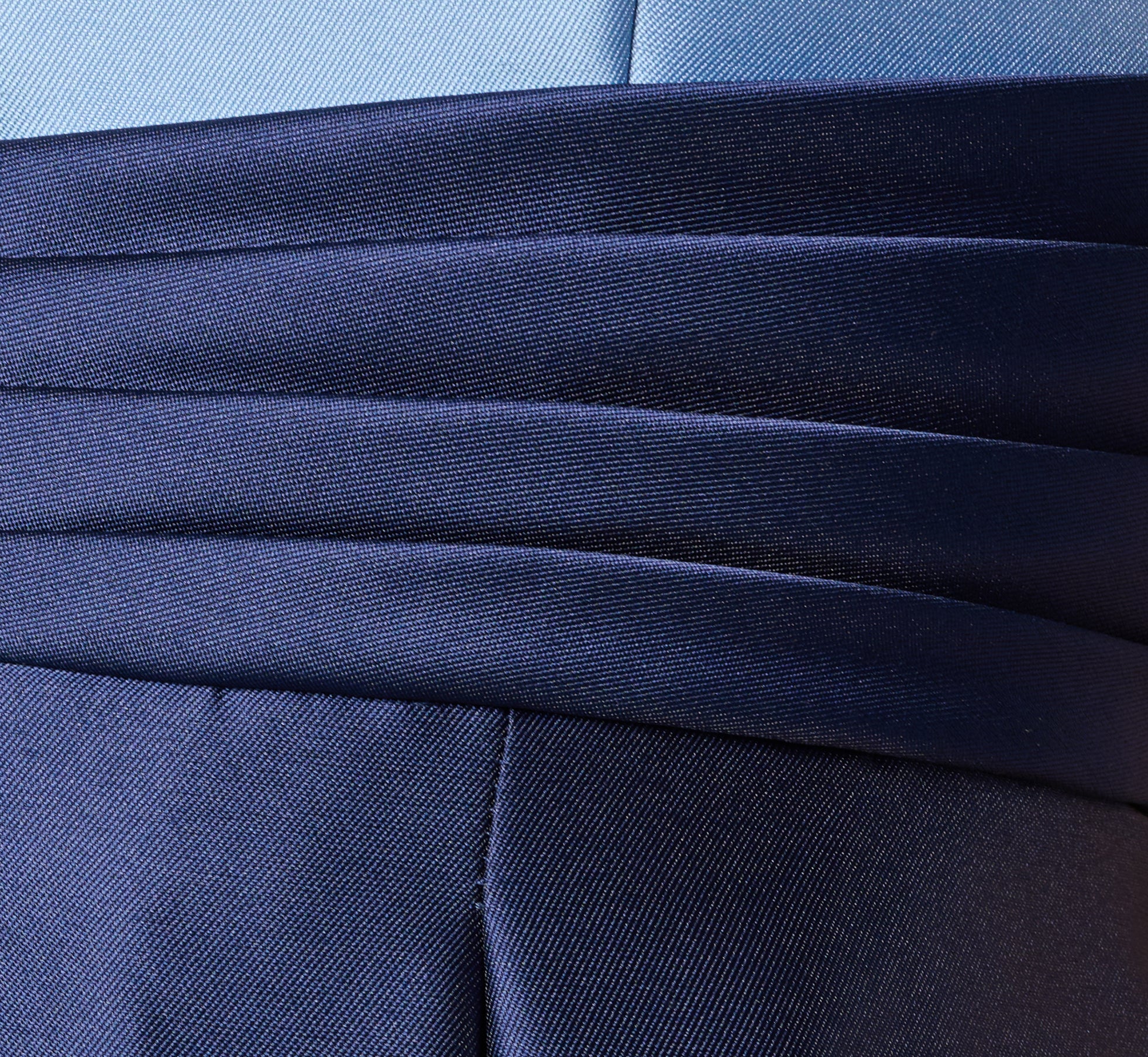 Sleeveless Color Block Tuxedo Ballgown In Icy Topaz Navy - Image 6