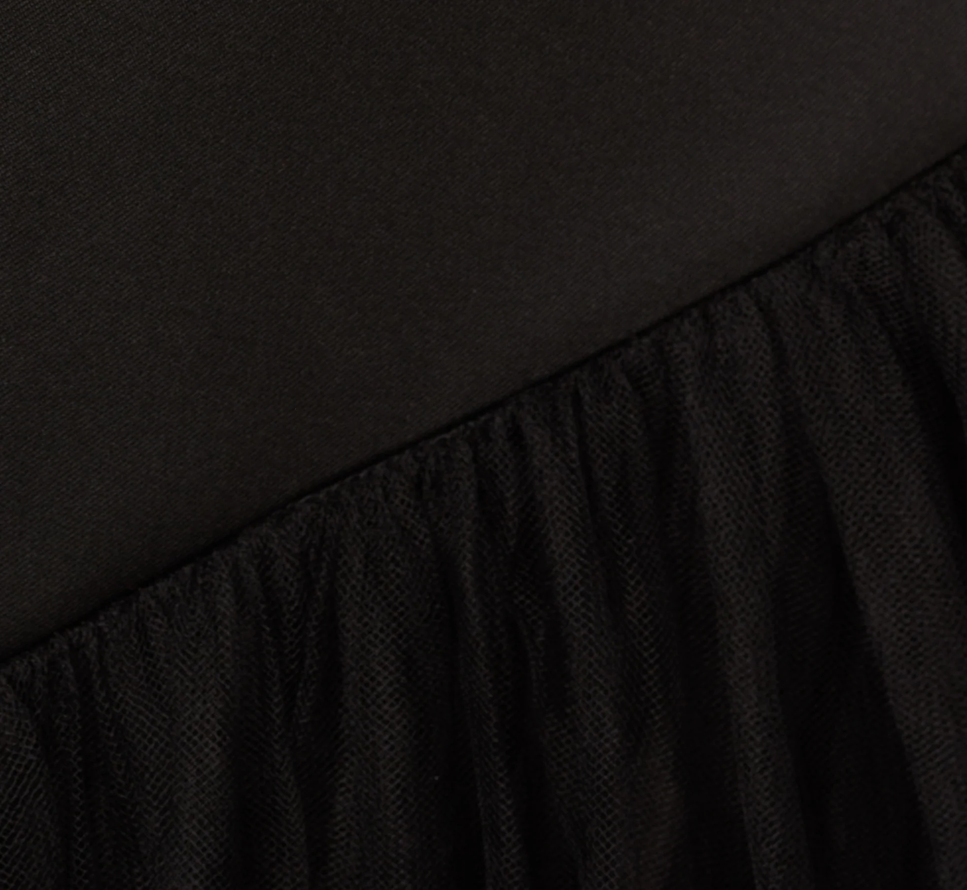 Strapless Mikado Ball Gown With Mesh Skirt In Black - Image 6