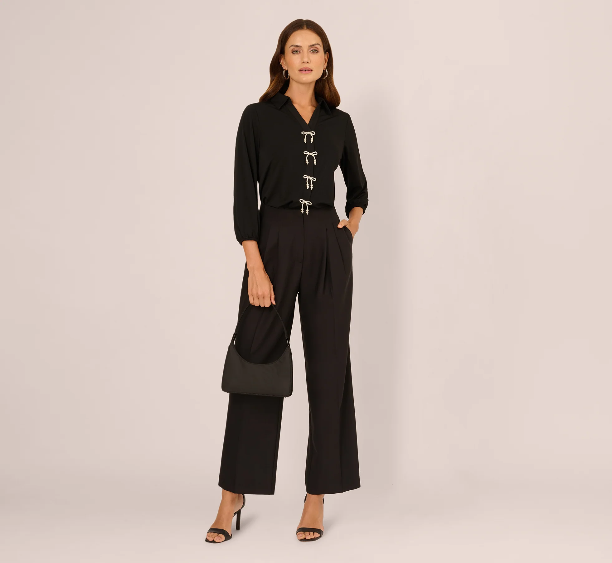 Wide Leg Pleated Trouser In Black - Image 2